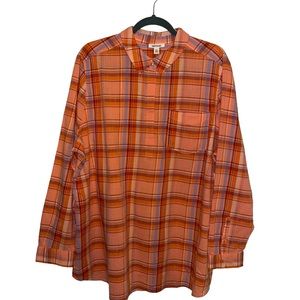 XXL GoodThreads Peach Plaid Women’s Pullover NWT